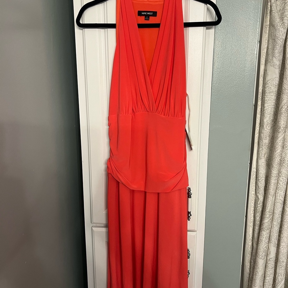 Nine West Vibrant Orange Backless Dress